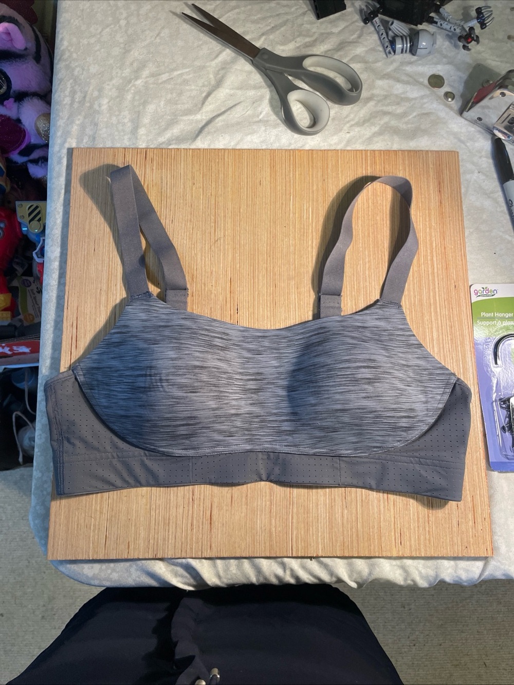 Maidenform Gray Heather Wireless Sports Bra with Perforated Band